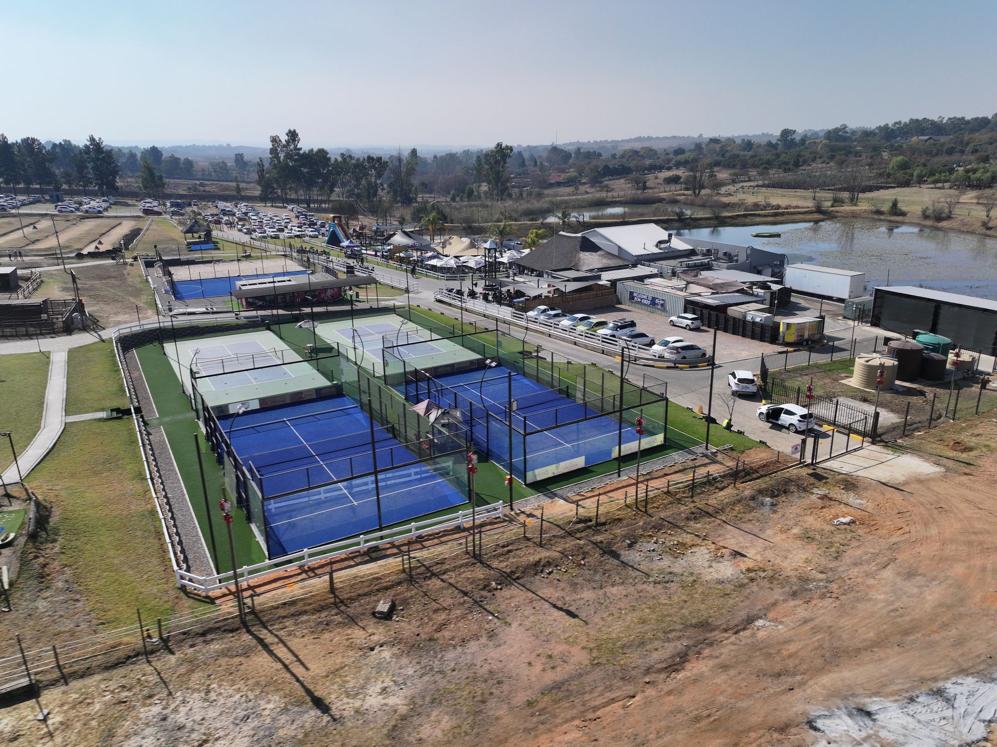Padel and pickleball courts from the air