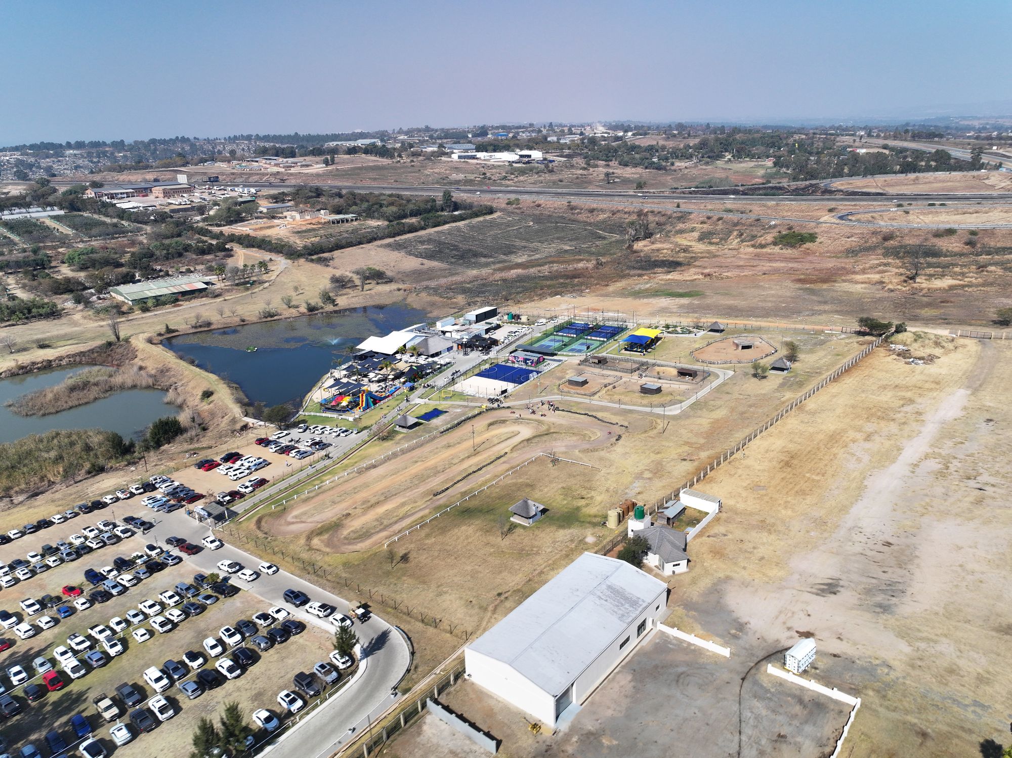 Aerial view of Cardoso Deck & Dam beside the dam